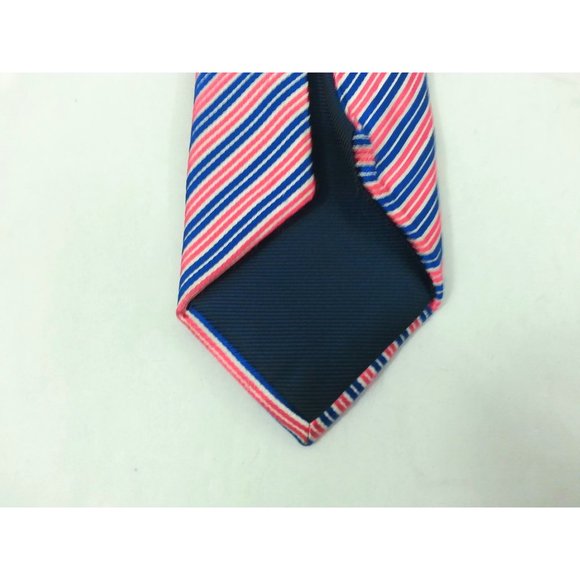 Countess Mara Men's Neck tie Silk pink & navy blue textured 49" x 3.5" - Picture 4 of 4